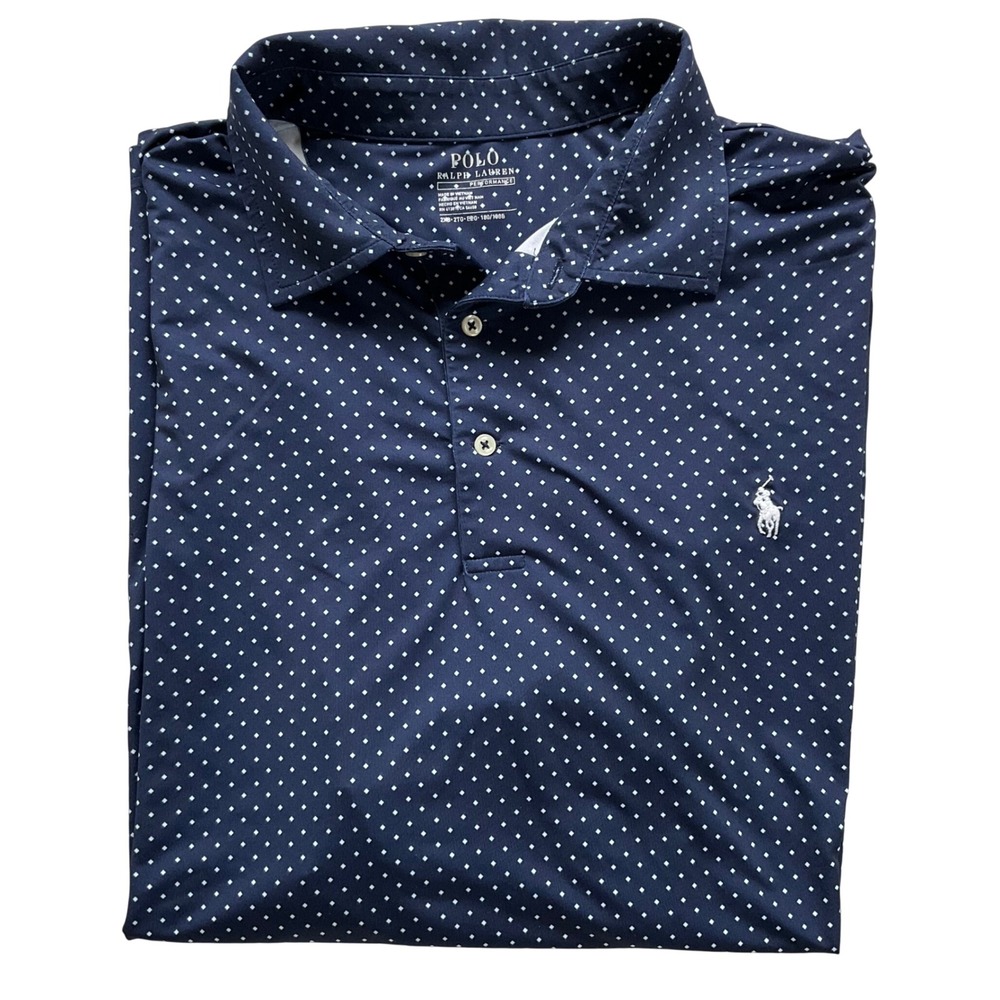Polo Ralph Lauren Performance Mens 2XB Blue Diamond Golf Polo Shirt Geometric